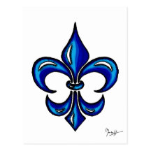Fleur de Lis in Blue Post Cards