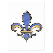 Fleur de Lis in solid colour  - Dark Blue Post Cards