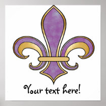 Fleur de Lis in solid colour  - Purple Plum Grape Print