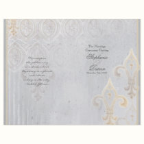 Fleur de Lis Lace Damask 2 Grey  Wedding Program flyers