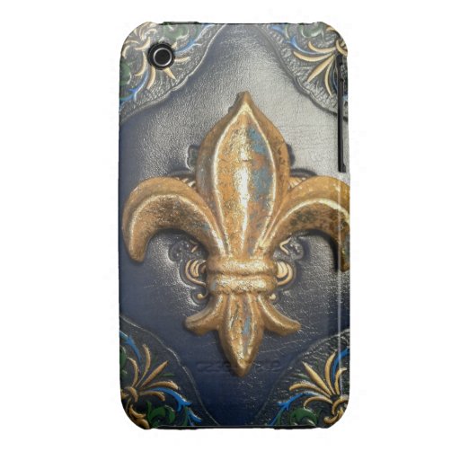 Fleur de-lis leather look print case iPhone 3 case