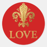 Fleur-de-lis Love Round Sticker