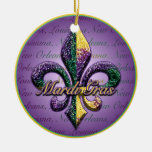 Fleur de lis Mardi Gras beads Christmas Ornaments