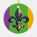 Fleur de lis Mardi Gras beads Christmas Tree Ornaments