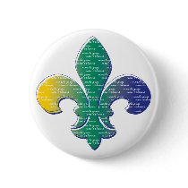 Fleur De Lis Mardi Gras New Orleans Pinback Button