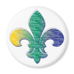 Fleur De Lis Mardi Gras New Orleans Fridge Magnet