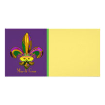 Fleur de lis Mask Personalized Photo Card