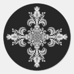 Fleur de lis Meditation 4 corners Round Stickers