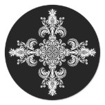 Fleur de lis Meditation 4 corners Round Stickers