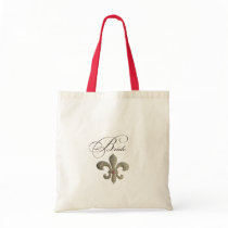 Fleur de lis NOLA Bride Bling Tote Bags