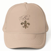 Fleur de lis NOLA Bride Bling Mesh Hats