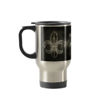 Fleur de lis on Leather Mug