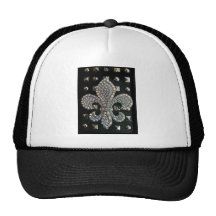 FLEUR DE LIS ON STUDS HARD ROCK PRINT TRUCKER HATS