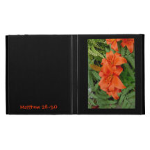 Fleur de lis - orange iridescente (Matt 28-30) Étui iPad Folio