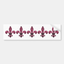 Fleur de lis Pink cards and stickers Bumper Stickers