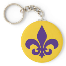 FLeur de Lis Purple and Gold Keychain