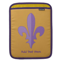 Fleur de lis Purple Gold Rickshaw Sleeve iPad Sleeves