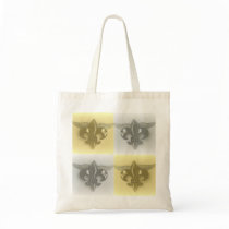 FLEUR DE LIS, SOFT GOLD AND SILVER PRINT - TOTE BAGS