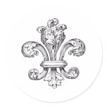 fleur de lis round sticker