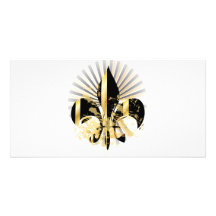 Fleur de Lis, texte personnalisable Cartes Avec Photo