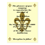 fleur de lis wedding postcard invitation