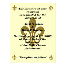 fleur de lis wedding postcard invitation