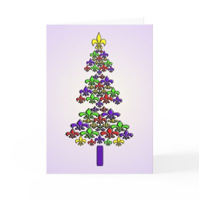 Fleur de Lys Christmas Tree Greeting Cards by EnchantedBayou