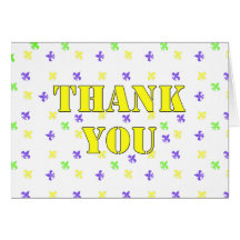 Fleur de Lys Mardi Gras Colours Thank You Greeting Cards