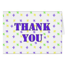 Fleur de Lys Mardi Gras Colours Thank You Cards