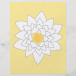 Fleur de nénuphar. Blanc et jaune. Style 2. Tract Personnalisé