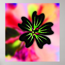 Fleur de noir et de vert de chaux sur le dos multi affiches