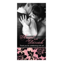 Fleur de Paris Eiffel Tower Thank You pink Custom Photo Card