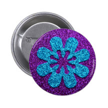 Fleur de pourpre et de scintillement bleu rétro pin's
