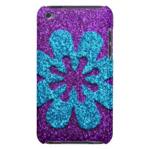 Fleur de pourpre et de scintillement bleu rétro coques case-mate