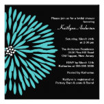 Fleur de turquoise à l'invitation nuptiale noire d