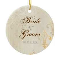 Fleur di Lys Damask 2 Cream - Wedding Ornament
