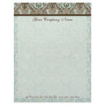 Fleur di Lys Damask Aqua & Brown Stationery