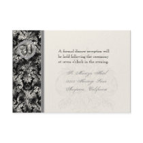 Fleur di Lys Damask - Black Reception Invitation
