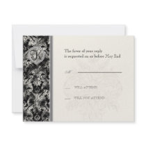 Fleur di Lys Damask - Black RSVP Response Card