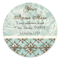 Fleur di Lys Damask Brown Address Stickers
