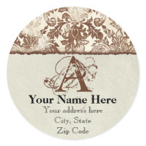 Fleur di Lys Damask Brown Address Stickers