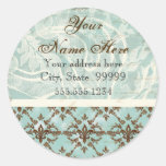 Fleur di Lys Damask Brown Address Stickers