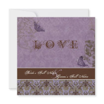 Fleur di Lys Damask - Dk Purple Wedding Invitation