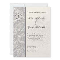 Fleur di Lys Damask - Grey Wedding Invitation