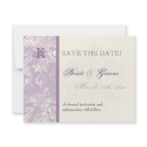 Fleur di Lys Damask - Lilac Save the Date Card