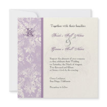 Fleur di Lys Damask - Lilac Wedding Invitation