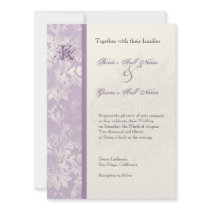 Fleur di Lys Damask - Lilac Wedding Invitation