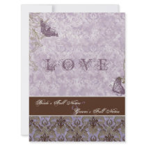 Fleur di Lys Damask - Purple Wedding Invitation