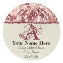 Fleur di Lys Damask Red Address Stickers