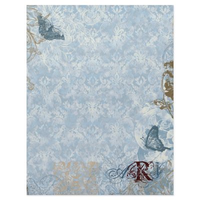 Fleur di Lys Damask vs 2 - Monogrammed Stationery by AudreyJeanne
